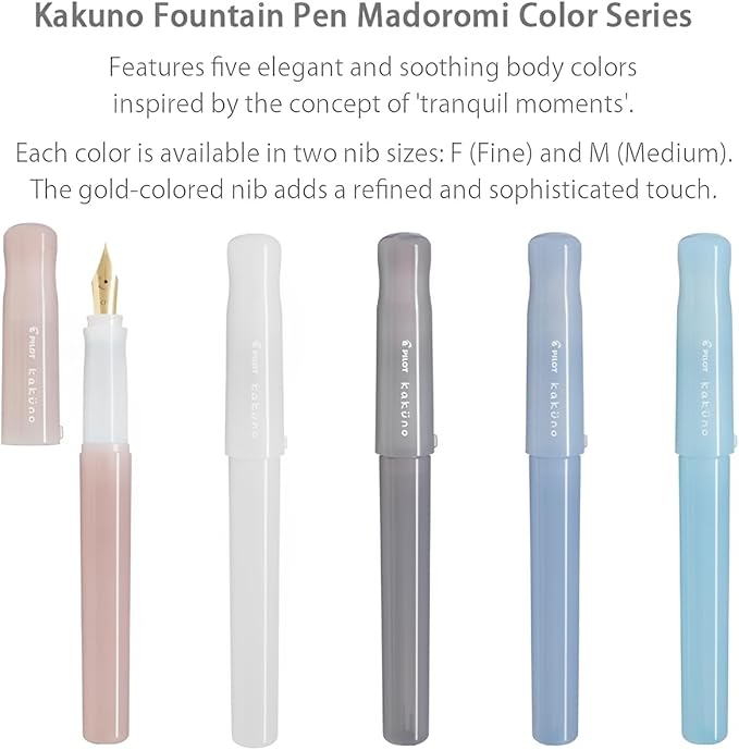 Pilot Kakuno Fountain Pen Madoromi Color Series, Gold (Smiley Face) Fine Nib, Perfect for Beginners and Creative Expression, Pink, PFKA-1MDPF