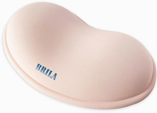 BRILA Ergonomic Silicone Mouse Wrist Rest, Cooling Silica Gel PU Leather Mouse Wrist Support Pad for Office Work and Laptop Computer Gaming (Pink)