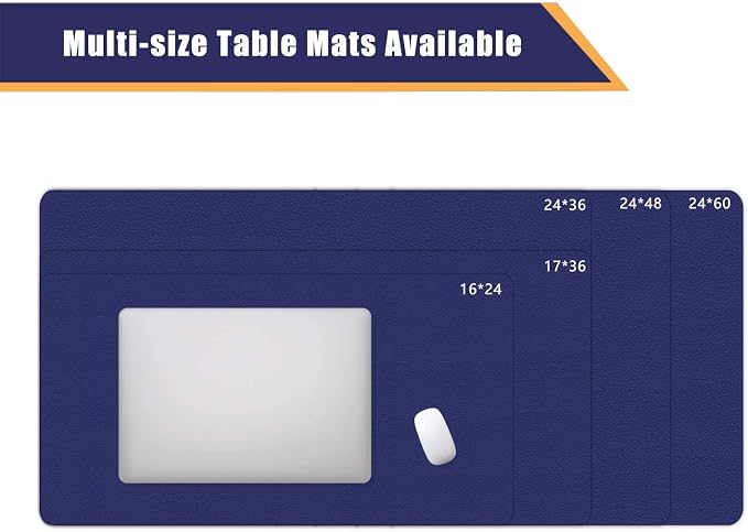 Writing Desk Mat Pad Waterproof Desk Blotter Protector 16 X 24 Inch Mouse Pad Non Slip Desktop Protector Easy Clean Table Cover Dual-Sided Mat for Work & Gaming, Office & Home (Cobalt Blue/Yellow)