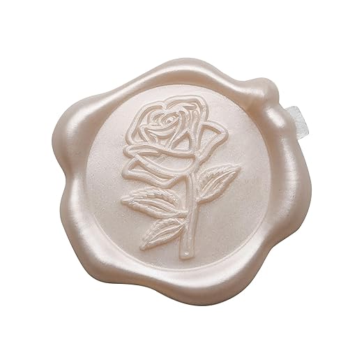 Wax Seal Stickers - 3D Champagne Rose Wedding Invitation Envelope Botanical Seal Stickers, 50 Pcs Self- Adhesive Stickers, Perfect for Wedding Invitation, Christmas, Gift Wrapping, Baby Shower