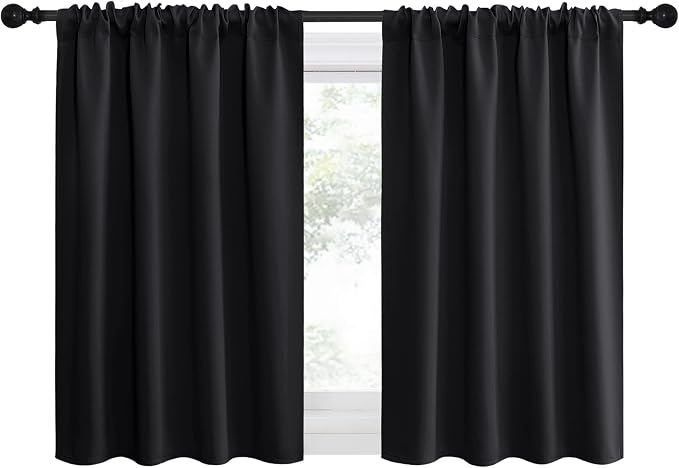 NICETOWN Short Curtains 36 inches Long, Black Out RV Bunk Panels, Kitchen Window Curtains Over Sink, Thermal Insulating Blackout Drapes/Draperies for Small Window (2 Panels, 42 inches Wide)