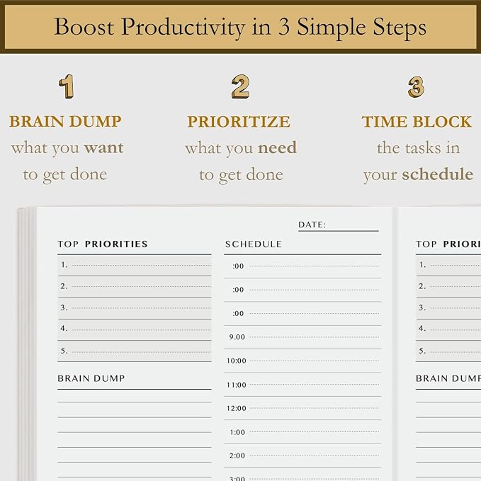 Time Blocking and ADHD Planner by Refine Days. 180 Undated Pages, To Do List, Hourly Schedule, Daily and Monthly Agenda. Time Management & Productivity Notebook. A5 (Green)