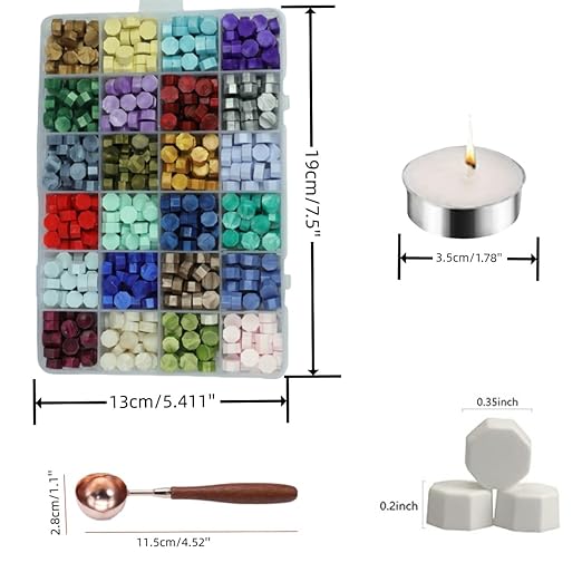 600 Pcs Assorted Color Sealing Wax Beads Bulk - 24 Colors Wax Seal Pellets Kit for Stamp Seals, Wedding Invitations, Envelope Sealing, DIY Crafts - Multicolor Pellets for Gift Ideas (B, 24)