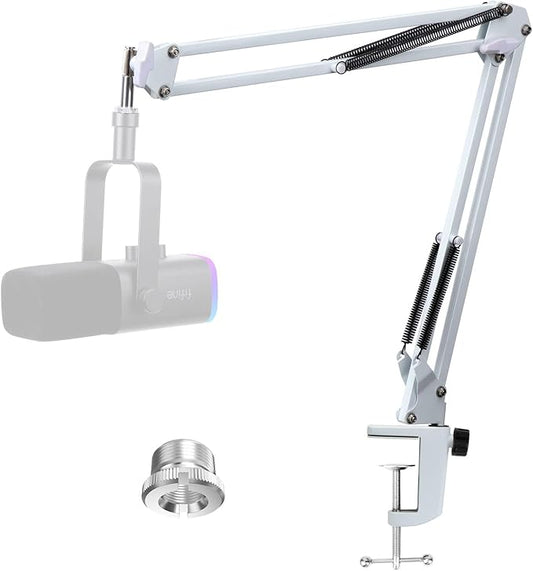 White Boom Arm for Fifine AM8 - White Mic Arm Compatible with Fifine AM8 Microphone, Professional Adjustable Scissor White Microphone Boom Arm Stand by YOUSHARES