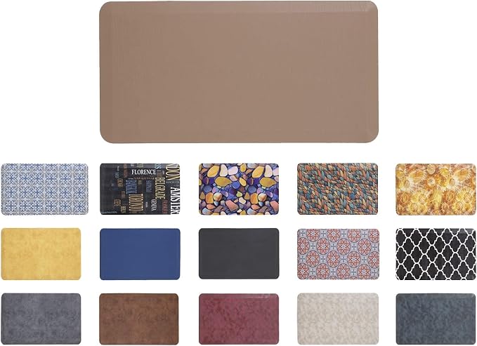 Mabel Home Anti Fatigue Floor Mat- 3 Size(20x32 & 20x39 & 24x70),16 Colors - Standing Desk Mat-Kitchen Floor Mat-Stain ResistantHome Non-Slip Bottom, Extra Soft (Brown, 20" x 32")