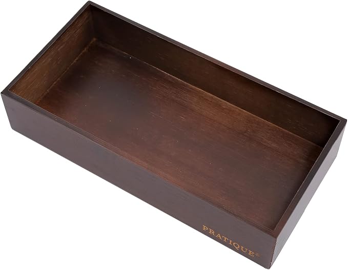 PRATIQUE Bamboo Drawer Organizer - Kitchen Utensil Organizer Silverware Tray Cutlery Holder，Office Desk Supplies and Accessories,12 * 5.9 * 2.6,Nut-brown