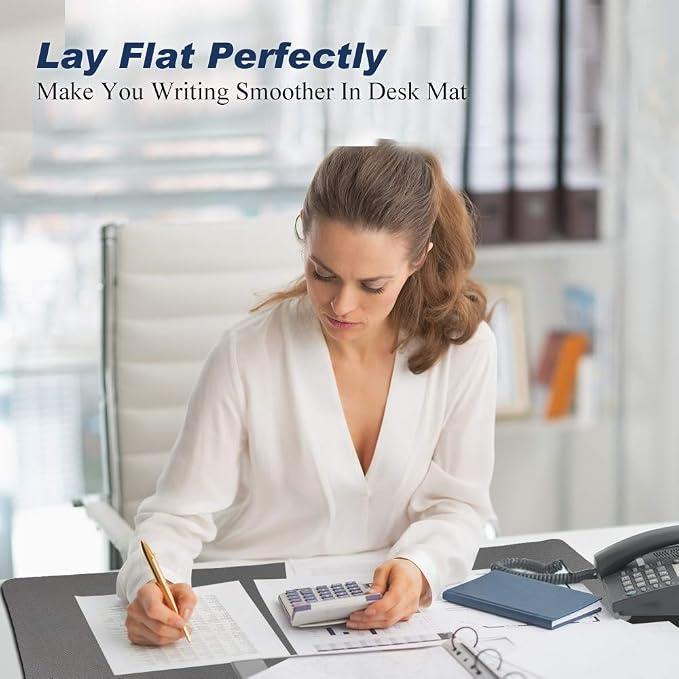 Desk Pad for Office Home 31" x 13",PU Leather Waterproof Large Desk Writing Mat Organizer,Multifunctional Ultra Thin Dual Use Desk Blotters Mouse Pad Protector … (Grey)