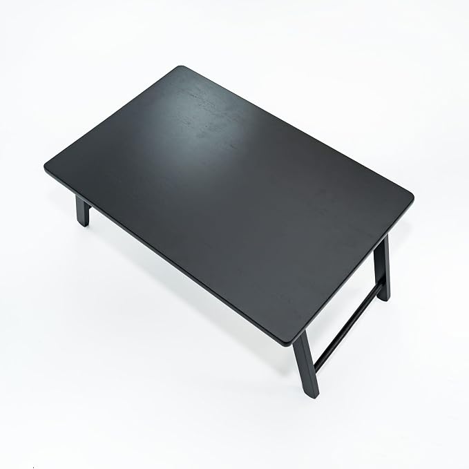 PJ Wood Folding Laptop Desk Tray, Lightweight Portable Table for Bed or Couch Computer Work, Eating at Home, Small Spaces, 24 Inch, Black