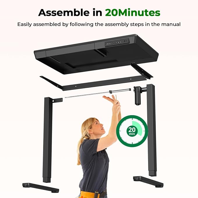 Electric Standing Desk with Drawer, 35" x 20" Whole Piece Tabletop Small Sit Stand Table, Height Adjustable Desk with Storage & USB Ports, Quick Install Home Office Computer Desk, Black