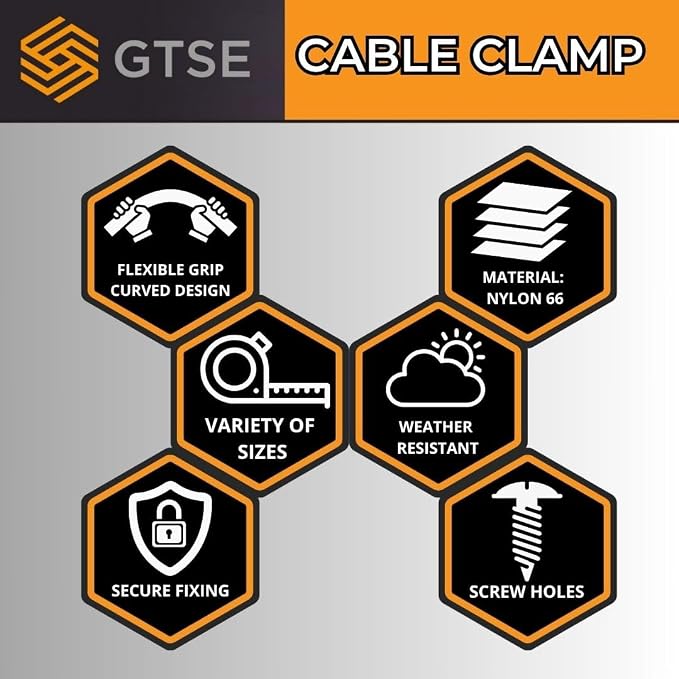 GTSE Black Nylon Plastic Cable Clamps, 3/16" Screw Mounts for Cable, Rope, Tube Management, 100 Pack