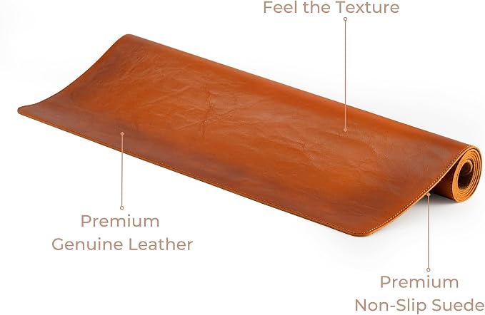 Desk Mat - Executive Real Leather Desk Pad - Large (18 3/4" X 35 3/4") | Non-Slip Leather Desk Blotter