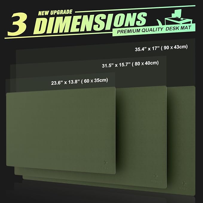K KNODEL Large Office Leather Desk Mat, Mouse and Keyboard Pad, Computer and Laptop Mat, Desktop Protector and Cover, Writing Pad and Blotter (35.4"x17", Dark Green)