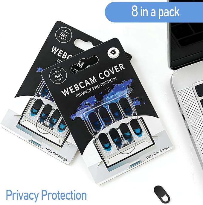 Webcam Cover Slide [8 Packs], 0.023-inch Ultra-Thin Plastic Webcam case, Suitable for MacBook Pro, iMac, Laptop, PC, iPad Pro, iPhone.