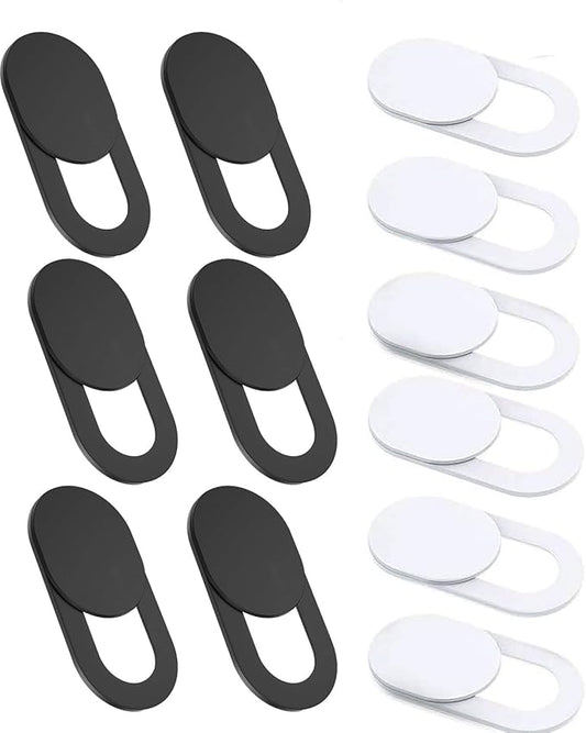 Laptop Camera Cover Slide, [12 Pack] Ultra-Thin Webcam Cover Compatible with MacBook,Laptop,PC,Computer,iMac,iPad, iPhone Cell Phone etc. 0.027in Thick Sliding Cover Black+White