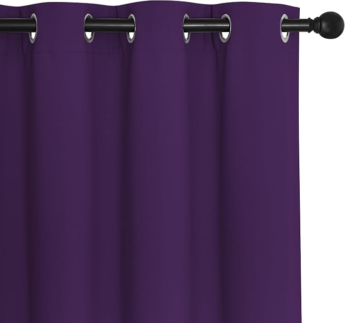 NICETOWN Room Darkening Short Curtain 54 inches Long for Living Room, Grommet Sound Reducing Thermal Insulated Curtains for Bedroom Nursery Window, 46W x 54L, 1 Piece, Royal Purple