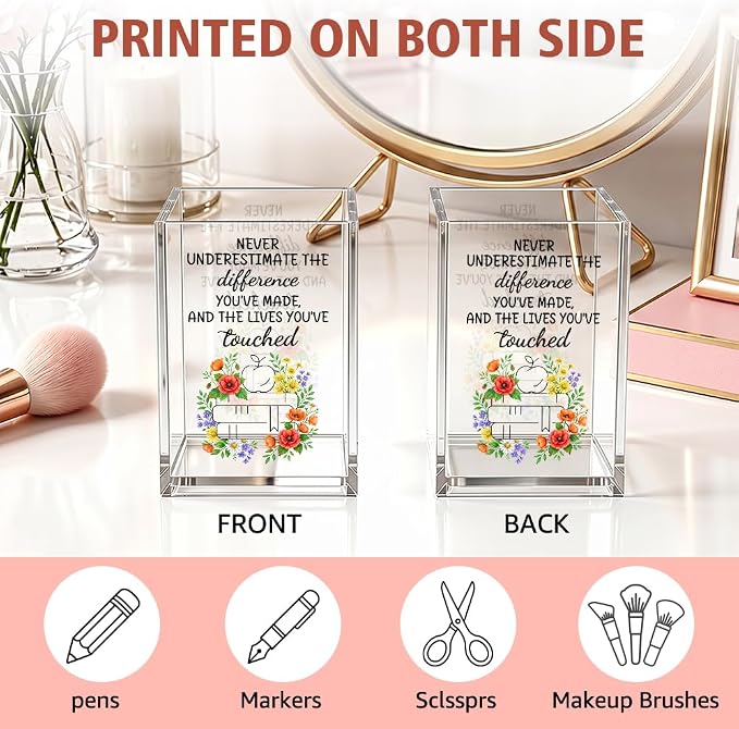 Never Underestimate The Difference Pencil Holder Cup for Teachers | Appreciation Gifts for Assistant Principal, Office Desk Organizer, Pen Holder for School Classroom, Teacher's Day Gifts