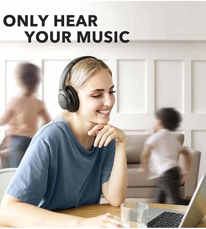 Soundcore Life Q20 Hybrid Active Noise Cancelling Wireless Bluetooth Headphones Over Ear with 40H Playtime, Hi-Res Audio, Deep Bass, Memory Foam Ear Cups and Headband (Renewed)