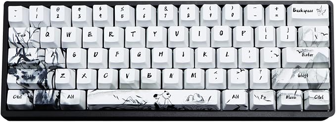 MOLGRIA Keycaps 71 Set Ink Panda for 71 64 61 Keys Keyboard, Custom PBT OEM Profile Key Caps with Keycap Puller for Cherry MX Khail Switches 60 Percent Gaming Keyboard
