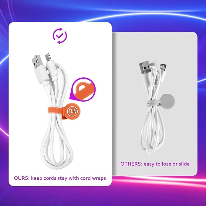 Cable Cord Organizer Magnetic Cord Organizer Twist Ties Magnet Clips Cord Wrap Keepers For Charging Cord Headphone Cord Holder Silicone Cable Strap Appliance Fridge Bookmark Whiteboard Keychain 10PACK