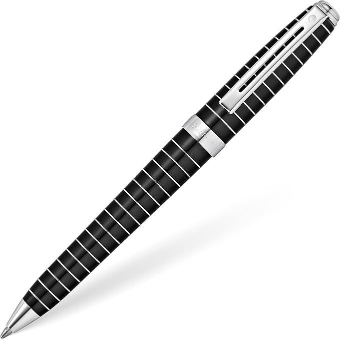 Sheaffer Prelude Black Lacquer w/Horizontal Line Engraving Ballpoint Pen