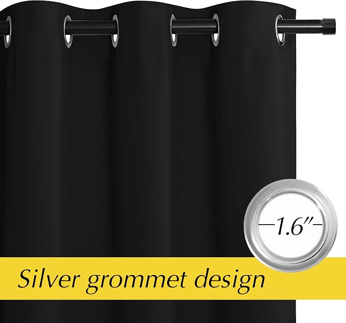 NICETOWN Door Curtain for Doorway Privacy, Curtains 95 Inch Length, Room Divider Curtain Cover, Blackout Doorway Drape Temporary Insulated Closet Drape for Bedroom, Black, 42" Wide, 1 Panel
