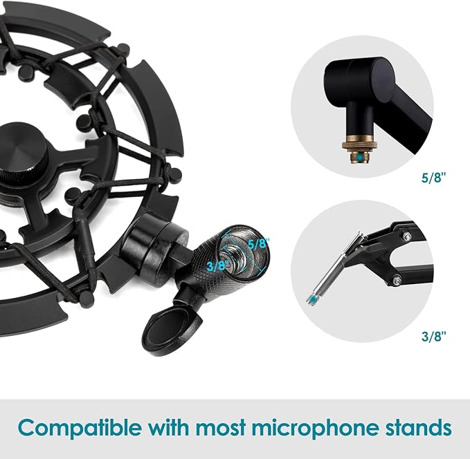 Blue Yeti Shock Mount, Alloy Shockmount Reduces Vibration Noise Matching Mic Boom Arm, Compatible for Blue Yeti and Yeti Pro Microphone by YOUSHARES
