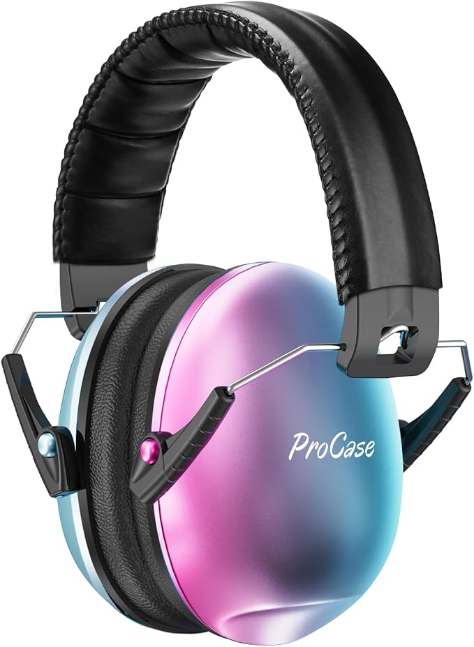 ProCase Kids Noise Cancelling Headphones, Kids Ear Protection Monster Jam Truck, Fireworks Hearing Protection Noise Reduction, Noise Canceling Earmuffs for Sensory Autism Toddler Children -Blue Pink