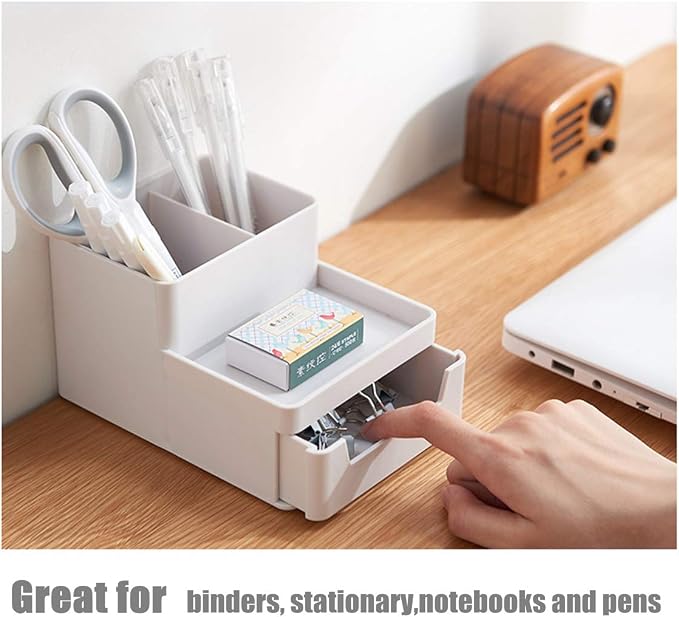 Desk File Organizer Vertical Document Letter Tray Wall File Holder with Drawer Organizer for Office Home (White, Small)