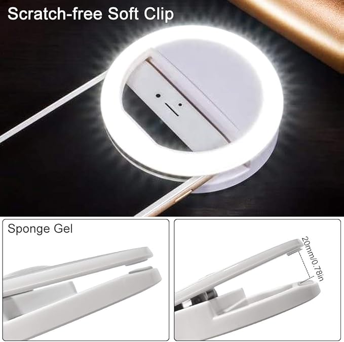 Selfie Ring Light, QIAYA Portable Clip Selfie Light with 36 LED for Smart Phone Photography, Camera Video