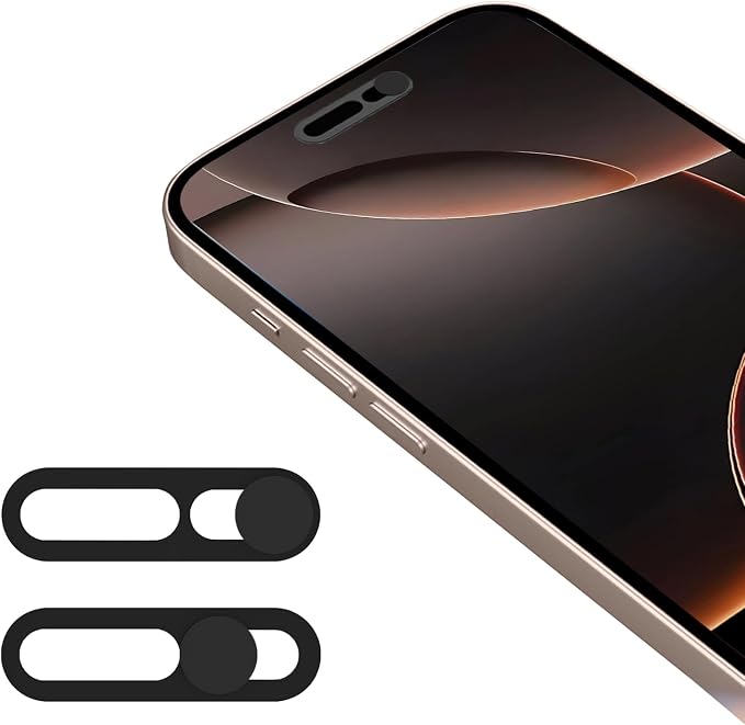 Front Camera Cover Compatible for iPhone 16/16Plus/16Pro/16Pro Max/15/15Plus/15Pro/15Pro Max/14Pro/14Pro Max,Webcam Cover Protect Privacy and Security,Not Affect Face ID, 2 Pack-Black