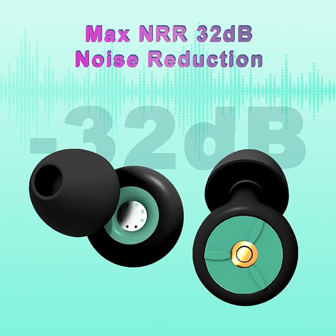 Ear Plugs for Sleeping - 32dB Noise Reduction Soft Silicone Sleep Earplugs,Reusable Hearing Protection Earplugs for Sleep,Work,Travel,Concerts,Focus