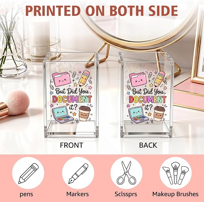 Funny But Did You Document It Acrylic Pencil Holder Cup Gifts For HR | Sarcastic Pen Holder Gifts for Women Coworker Sister Nurse, Office Desk Accessories for Teams Employee, Marker Organizer