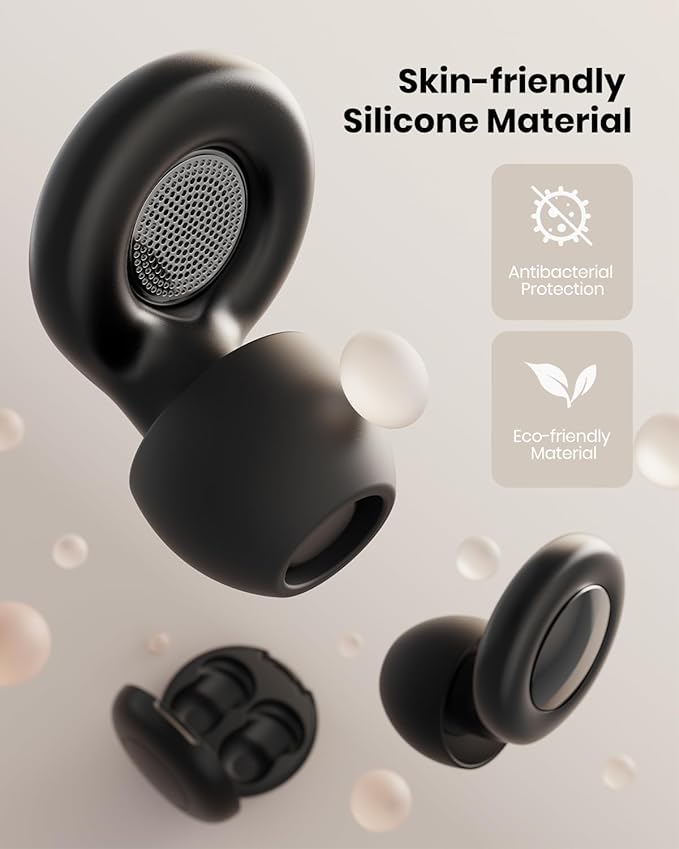 Ear Plugs for Sleeping Noise Cancelling, Reusable Silicone Ear Plugs for Noise Reduction with 8 Ear Tips, Earplugs for Sleep, Concerts, Travel, Snoring (Black, One Size)