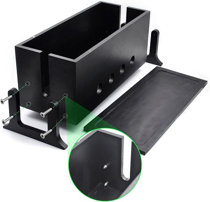 Large Wood Cable Management Box, Black Cord Organizer 14.2" | Hides power strips & TV wires, 14.2x6x6.3 inches,Ideal for home & office organization