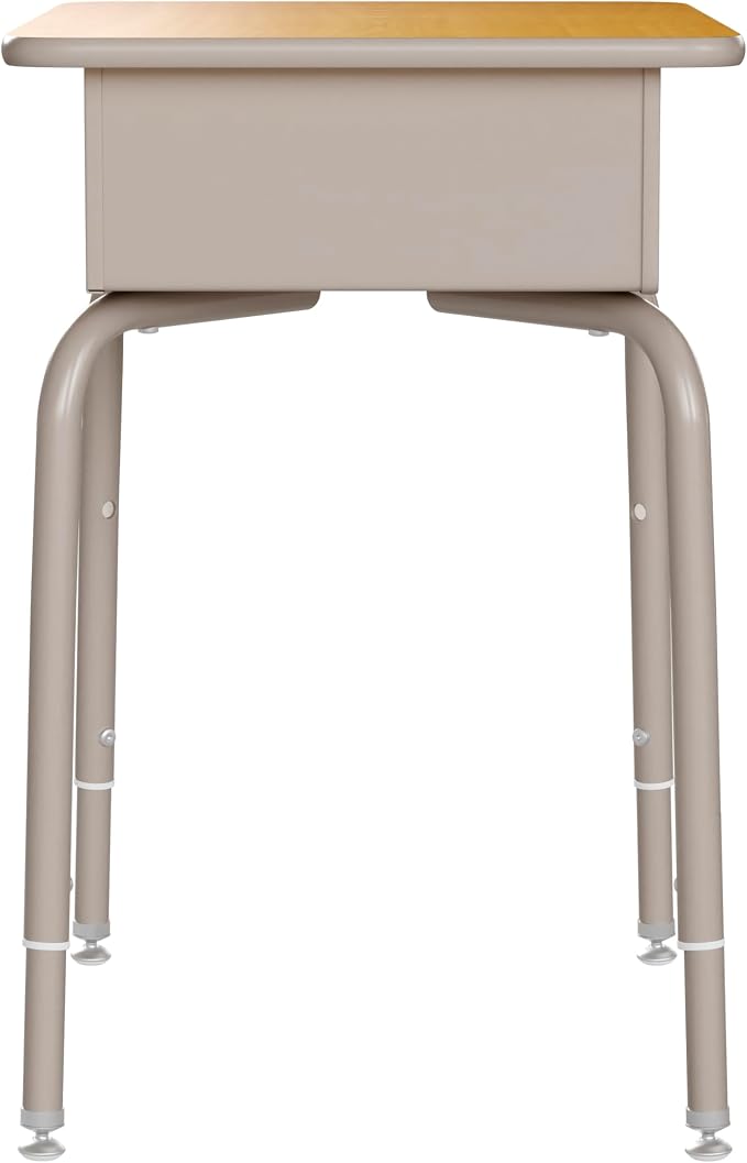 Flash Furniture Billie Student Desk - Maple Open Front School Desk - Silver Metal Frame - 24"W x 18"D Adjustable Height, Durable for School or Remote Learning