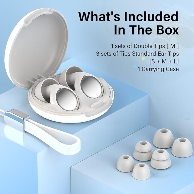 Ear Plugs, 35dB Silicone Earplugs with 4 Eartips and Carrying Case, Reusable Noise-Reducing Earplugs for Sleep, Everyday Noise Relief with Clear Speech for Sleep, Work, Study, Focus, White