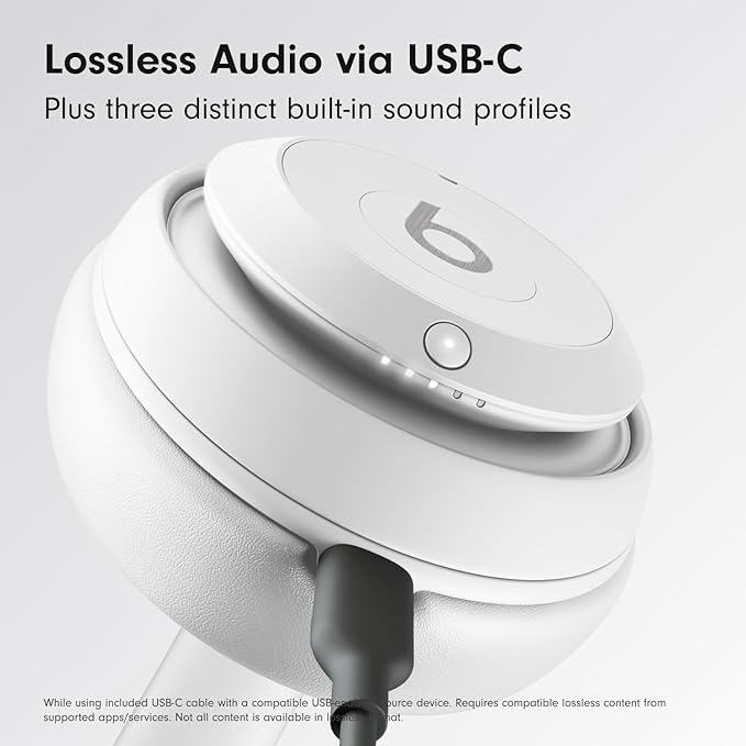 Beats Studio Pro - Premium Wireless Over-Ear Headphones- Up to 40-Hour Battery Life, Active Noise Cancelling, USB-C Lossless Audio, Apple & Android Compatible - Matte White