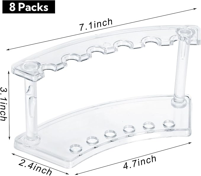 SOUJOY 8 Pack Acrylic Pen Display Stand, 6 Slots Clear Pen Holder Rack | Transparent Acrylic Holder, 6 Slots Per Rack, Keep Pens, Brushes, Pencils Tidy on Desk. Great For Office, School, Home Store