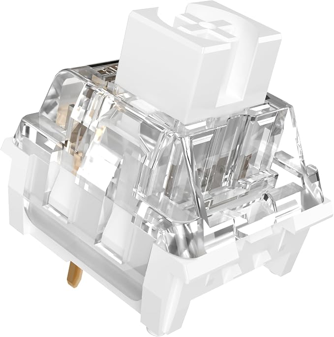 ZhouWang White Shark Keyboard Switch, Pre-Lubricated Dustproof Clicky Switch, Suitable for 3D-Printed Clickers and Gaming Mechanical Keyboards（90Pcs）