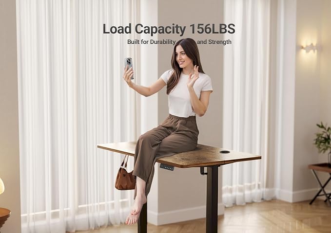 YDN Electric Standing Desk Adjustable Height, 35 x 20 Inches Stand up Desk with Cable Management, Home Office Desks with Splice Board & Black Frame, Rustic Brown Top