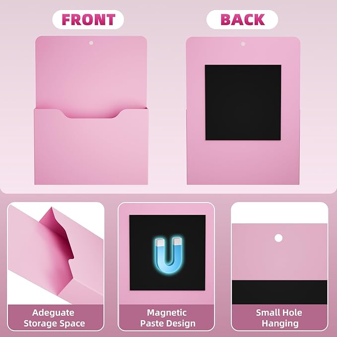Magnetic File Holder - Magnetic Paper Holder, Pocket Organizer Office Supplies Storage Mail Organizer for Notebooks,Planners,Letter (6P)