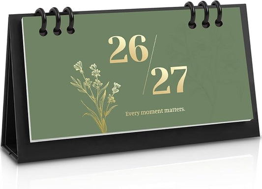 Small Desk Calendar 2026-2027, Desktop Calendar 20 Months - Runs From May 2026 Until Dec. 2027, Mini Standing Flip Calendar for Home, School and Office Supplies, 6.3" x 3.1"