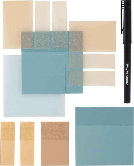Mr. Pen- Transparent Sticky Notes with Pen, 200 Sheets, Sunset Breeze, Bible Sticky Notes for Books, Stocky Notes for Bible Journaling