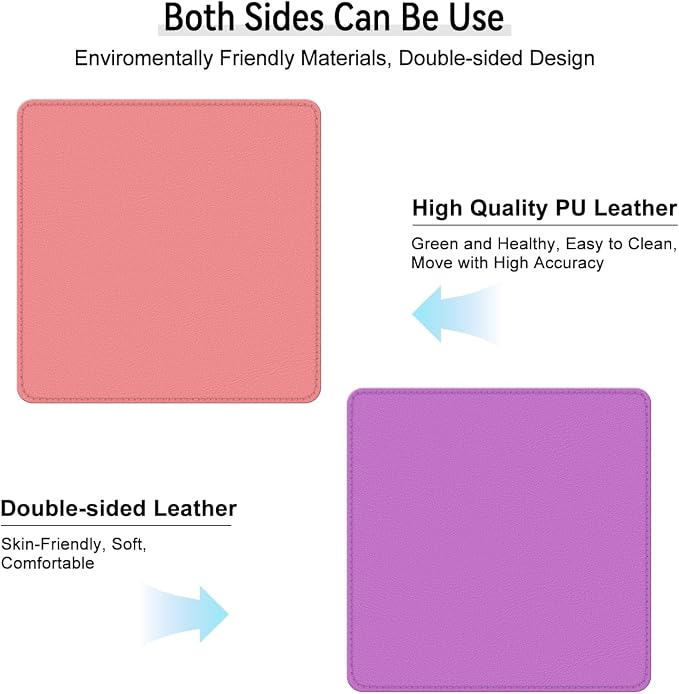 Dual Sided Leather Desk Mat - Waterproof Desk Pad - Ideal for Large Mouse Pad and Desk Mats on Top of Desks (Pink, 11"*8")