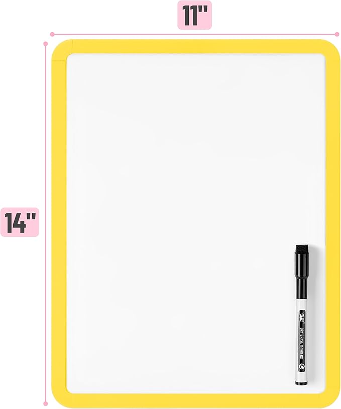 Mr. Pen- Dry Erase Board, 14” x 11” with a Black Dry Erase Marker, Small Mini White Board for Students
