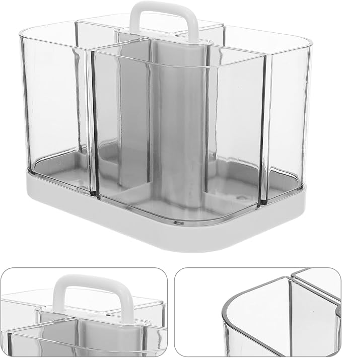 Lurrose Desktop Organizer Rack and Pencil Holder, Large Capacity Removable Desk Storage Caddy, White Multifunctional Supply Organizer for Office and Student Use
