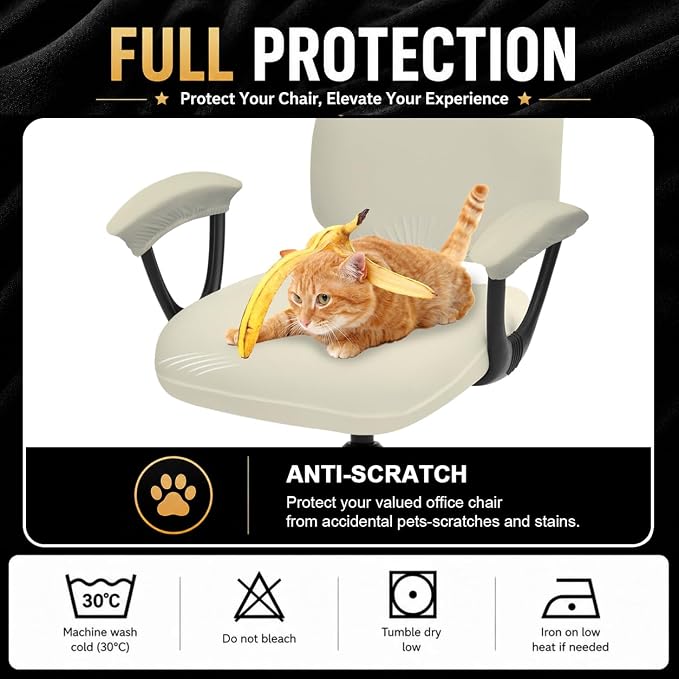DIVA EN CAMINO DEC Split Office Chair Seat Covers - Universal Stretch Computer Chair Slipcover - Washable Rotating Backrest Coverings & Cushion Protectors & Armrest Covers for Dogs, Cats, Pets
