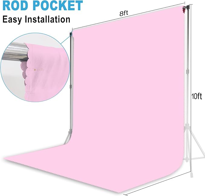Pink Backdrop for Photoshoot, Professional Photo Backdrop Background for Product Photography, Portraits, Wedding, Party, Live Streaming Video Recording 8X10 FT