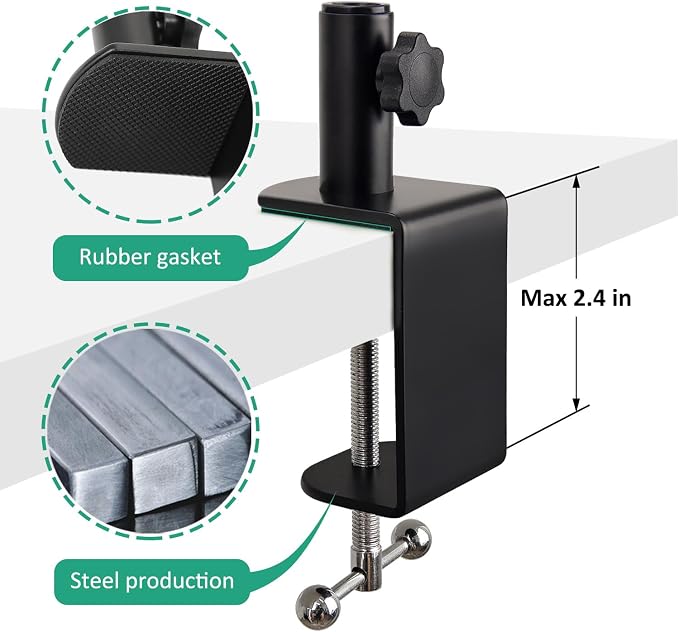 AT2020 Mic Stand, Adjustable Mic Boom Arm with Shock Mount, Foam Windscreen and Cable Ties, for AT2020 AT2020USB AT2020USB+ AT2035