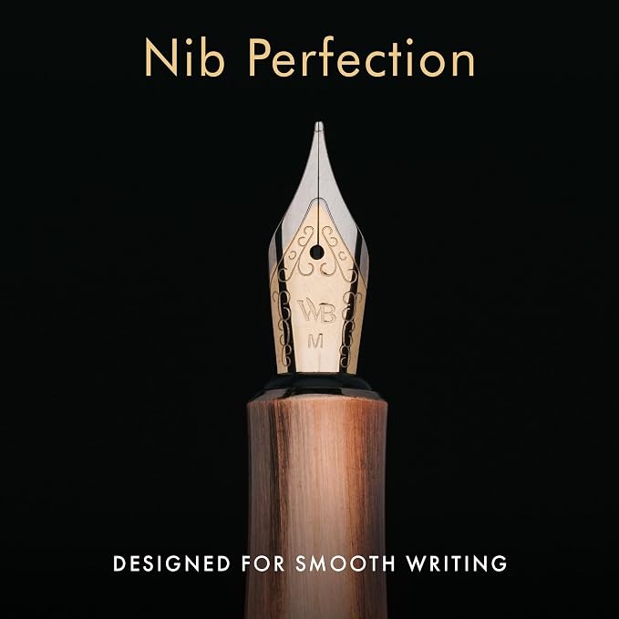 Wordsworth and Black Fountain Pen Mini EDC: Luxury Copper Heavy Pocket Pen, Medium Nib, 6 Ink Cartridges, Ink Converter, Travel Refillable Writing Pen Gift Set, Men & Women